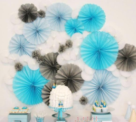 Decoratie waaier licht blauw