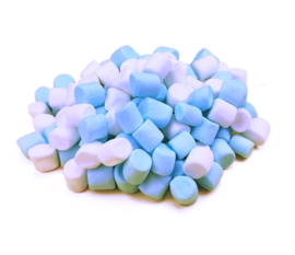 Blauw/witte Mini Marshmallows 100 gram