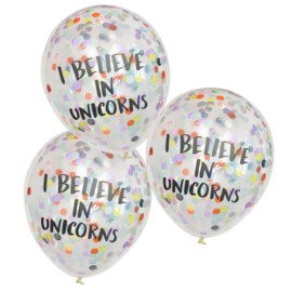 "I Believe In Unicorns" Confetti Gevulde Ballonnen