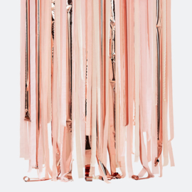 Backdrop / Feestgordijn Metallic Rosé Goud met roze