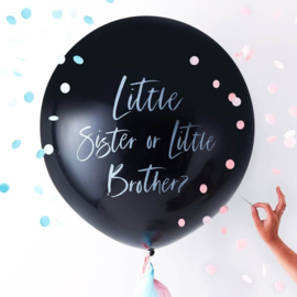 Gender Reveal Kit XL Ballon "Little Sister or Brother?"