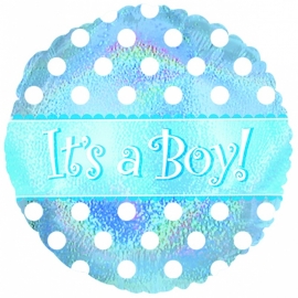 "It's a Boy Dots Holographic" folie ballon (leeg!)