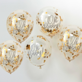 "Oh Baby" gouden Confetti Gevulde Ballonnen