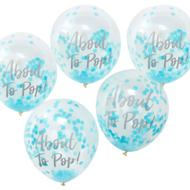 ''About to Pop'' Blauwe Confetti Gevulde Ballonnen