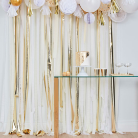 Backdrop / Feestgordijn Metallic Goud met wit