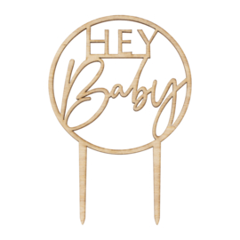 "Hey Baby" houten cake topper