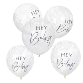 "Botanical Baby" Witte Confetti Gevulde Ballonnen