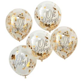 "Oh Baby" gouden Confetti Gevulde Ballonnen