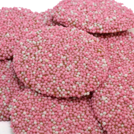 Mini Chocolade flikken roze/wit  90 gram