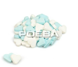 Blauw/witte pepermunt hartjes 150 gram