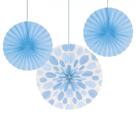 "Decoratiebloem Baby Blue & Polkadot, set van 3 stuks"