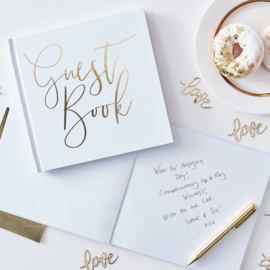 Guest Book met harde kaft (goud/wit)