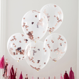 Rosé Gouden Hart Confetti Gevulde Ballonnen