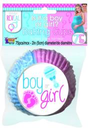 Gender Reveal cupcake bakjes 75 stuks