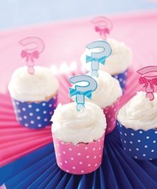 "Little Man or Little Miss" cupcake prikkers