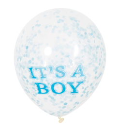 "It's A Boy" confetti ballonnen 6 stuks