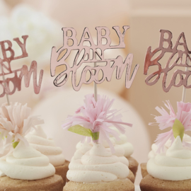 "Baby in Bloom" cupcake toppers