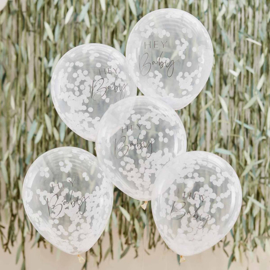 "Botanical Baby" Witte Confetti Gevulde Ballonnen