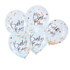 "Baby Boy" Rosé Gouden Confetti Gevulde Ballonnen