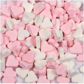 Roze/witte Mini Vruchtenhartjes 150 gram