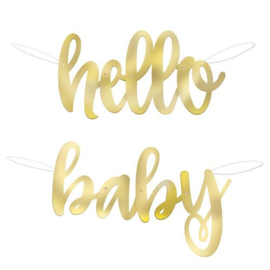 "Hello Baby" goudkleurige slinger