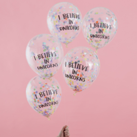 "I Believe In Unicorns" Confetti Gevulde Ballonnen