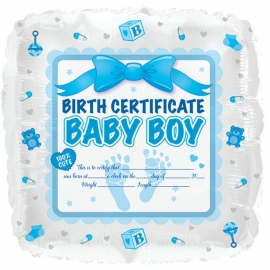 Geboorte certificaat folie ballon Baby Boy (leeg!)