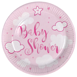 "Little Cloud Babyshower" Pink gebak bordjes