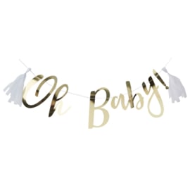 "Oh Baby" Babyshower slinger met tassels