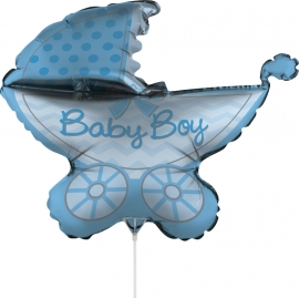 'Kinderwagen Baby Boy‘ Folie Ballon     (76 cm)