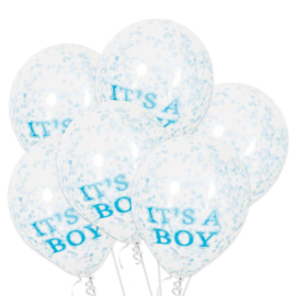 "It's A Boy" confetti ballonnen 6 stuks