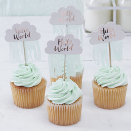 "Hello World" cupcake picks