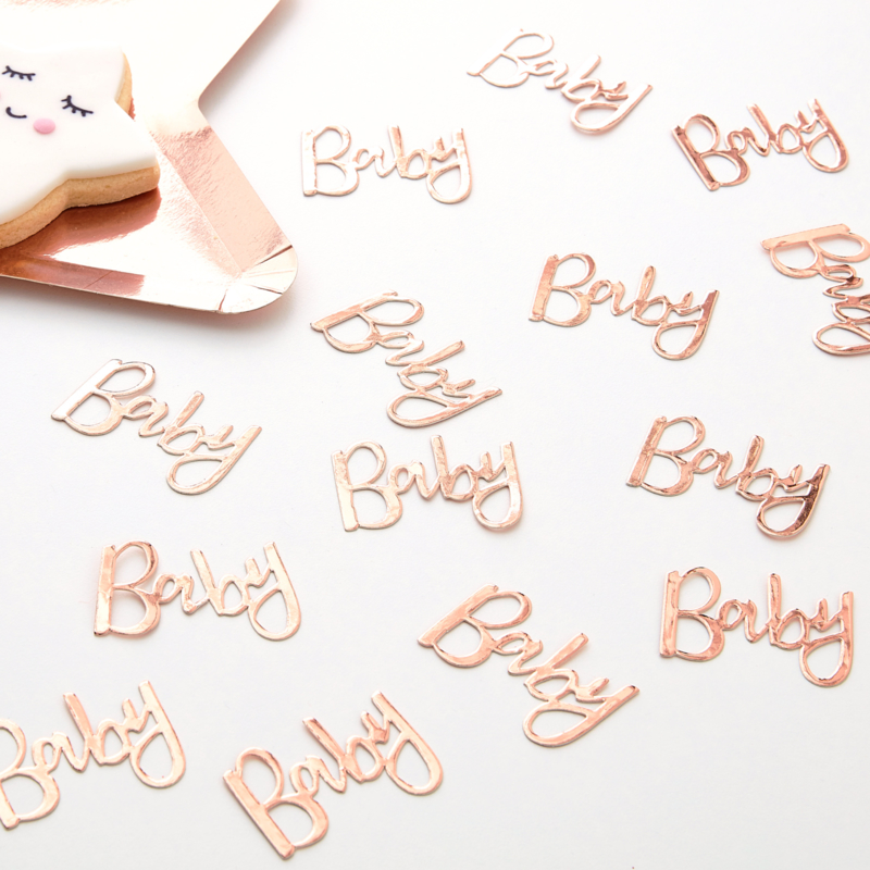 "Oh Baby Babyshower" Rosé Gouden confetti