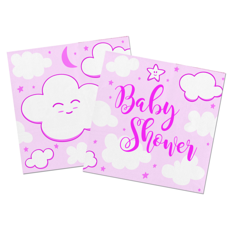 "Little Cloud Babyshower" Pink gebak servetten