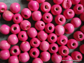 WE Houten kraal / roze 10mm