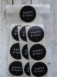 Stickers / Happy B*Day zwart / 30 stks