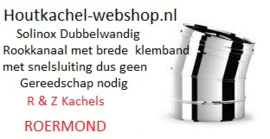 Solinox RVS Bocht DW 15°  Ø 180-230mm brede klemband.RZS.15.05.0D180