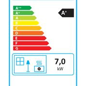 Charnwood ARC 7 mat zwart 3-9KW  op sokkel. (nominaal 7 KW)