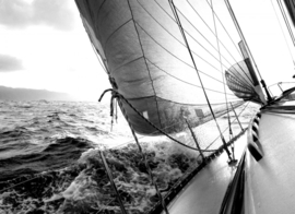 Papermoon Fotobehang Zeilboot Zwart-Wit