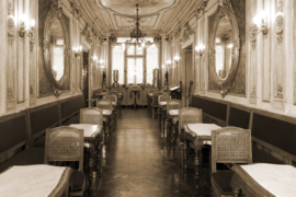 Papermoon Fotobehang Vintage Cafe Interieur Sepia