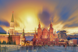 Papermoon Fotobehang Rode Plein Zonsondergang Moskou