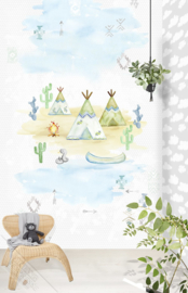 Behangexpresse Kay & Liv Wallprint Tipi Time Green INK 7006