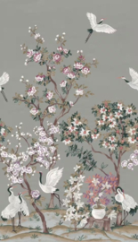 Rasch Noble Zen Mural Serene Garden With Cranes Grey 368031