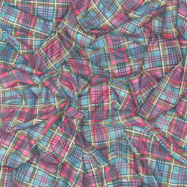 Cole & Son Vivienne Westwood digitaal behang Draped Tartan Cyan & Magenta 130/2006