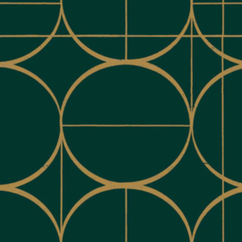 York Wallcoverings Modern Metals behang Sun Circles Emerald Gold MD7203