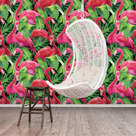 Noordwand Global Fusion Mural G45274 Flamingos