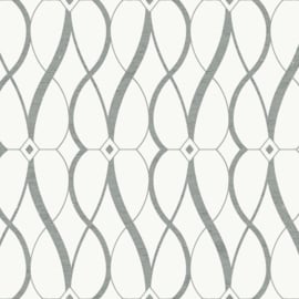 York Wallcoverings Modern Metals behang Graceful Geo White Silver MD7173