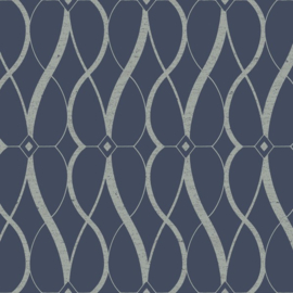 York Wallcoverings Modern Metals behang Graceful Geo Navy Silver MD7174