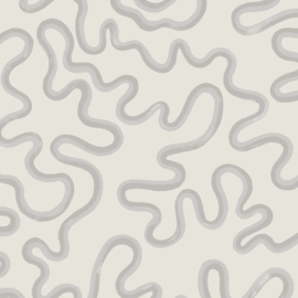 Cole & Son Vivienne Westwood digitaal behang Rainforest Squiggle Soft Grey & Dove on Chalk 130/8029