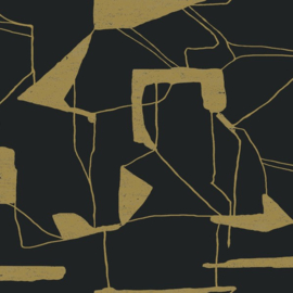 York Wallcoverings Modern Metals behang Abstract Geo Black Gold MD7115